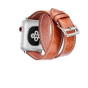 Brown Leather Double Tour Apple Watch Strap